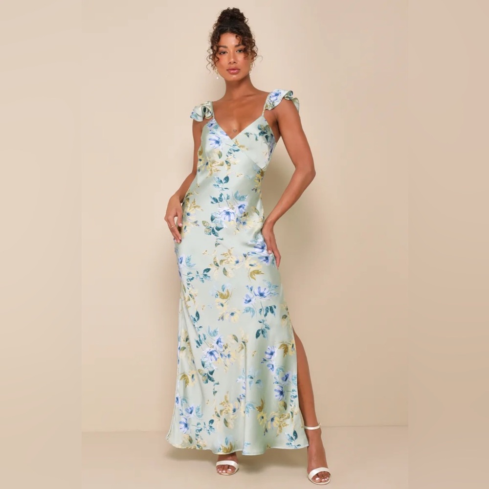 Sage green floral dress